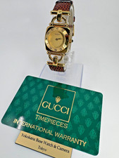 Vintage GUCCI 6300L Gold Dial Gold 22mm Women's Quartz Watch New battery Japan