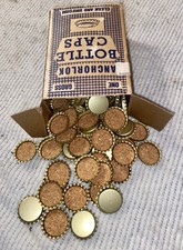 VINTAGE UNUSED BOX OF ANCHORLOK CORK LINED BOTTLE CAPS - HOME BREW - WINE - SODA