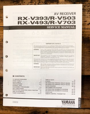 #ad Yamaha RX V393 RX V493 R V503 V703 Receiver Service Manual *Original* $14.97