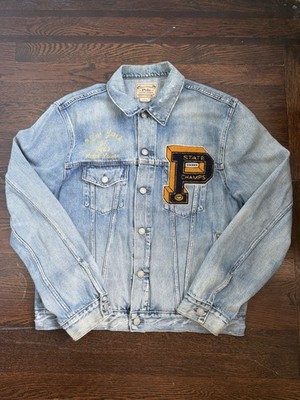 Polo Ralph Lauren New York RL Tigers 1967 P Denim Jacket Size L Blue Big Patch