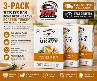 3 PACK- Kinder's Roasted Turkey Bone Broth Gravy - 14 oz Exp 09/27
