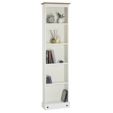 Bibliothèque style mexicain en pin massif blanc et brun avec 4 étagères