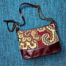 Patricia Nash Salvina Peruvian Tapestry and Leather Crossbody Bag Purse Red