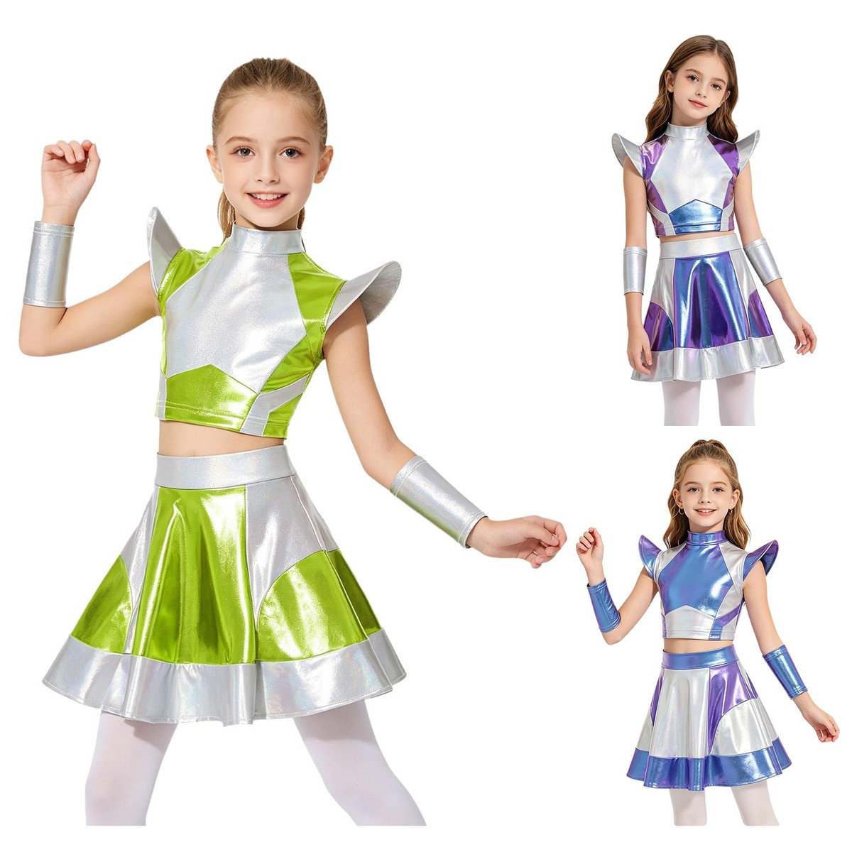 alien halloween costumes silver alien skirt