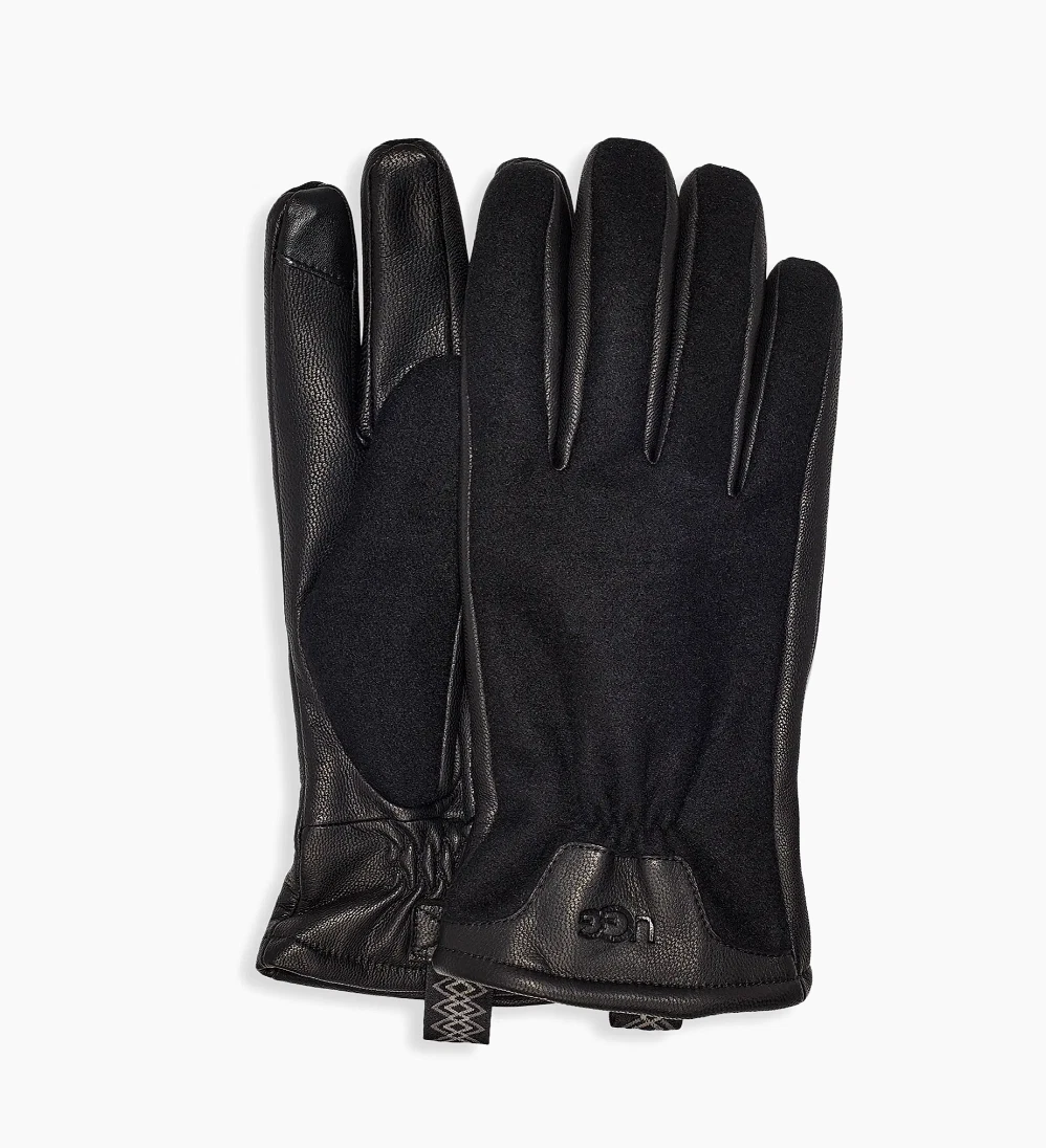NWD $95 UGG Mens Wool Leather Tech Gloves Black M/M