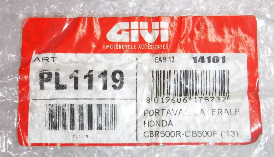 NUEVO GIVI PL1119 HONDA CBR500R CBR500F CBR 500 CAJA LATERAL TUBULAR BARRA RACK J1-PLG Foto 2 de 4