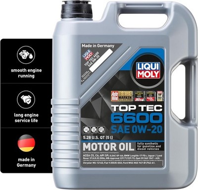 Liqui Moly Top Tec 6600 SAE 0W-20 | Fully synthetic engine oil | 5 Liter, 22046
