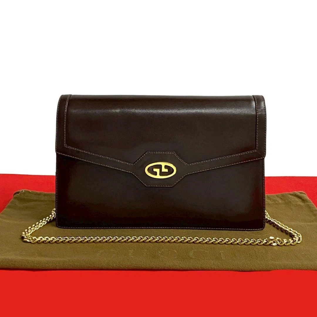 Gucci ancien sac à bandoulière chaîne cuir logo Gg m2_0420