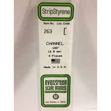 Evergreen 263 Styrene Plastic Channel 0.100" 2.5mm x 14" (4)