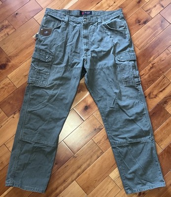 Wrangler Riggs Jeans Mens 42x34 GREEN Outdoors Work Wear DENIM CARPENTER RUGGED