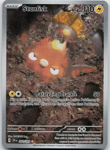 Stunfisk Holo Illustration Rare SV08: Surging Sparks 202/191 NM