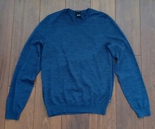 Hugo Boss Blue Jumper Sweater Small Finest Italian Wool Leno-P - Perfect  Cond 