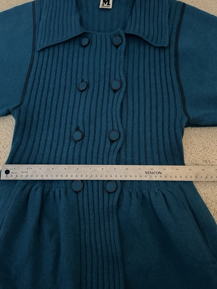 Impresionante Missoni M verde azulado aqua suéter abrigo vestido cárdigan 42 Italia 100% lana Foto 3 de 4