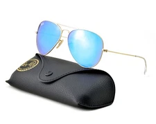 Ray-Ban Sunglasses RB3025 Aviator Flash Gold Frame Blue Flash Lens 58mm Unisex