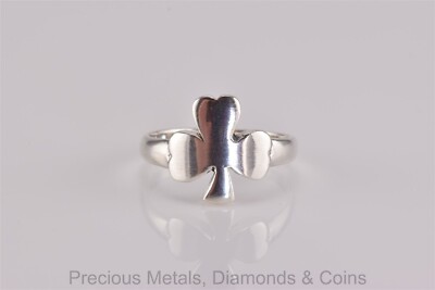 Sterling Silber Ring poliert Kleeblatt Band keltisch 925 Gr: 7,5