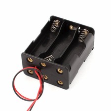 Spring Loaded 2-Wired Dual Sides Plastic 6 x 1.5V AA Battery Holder Case Storage