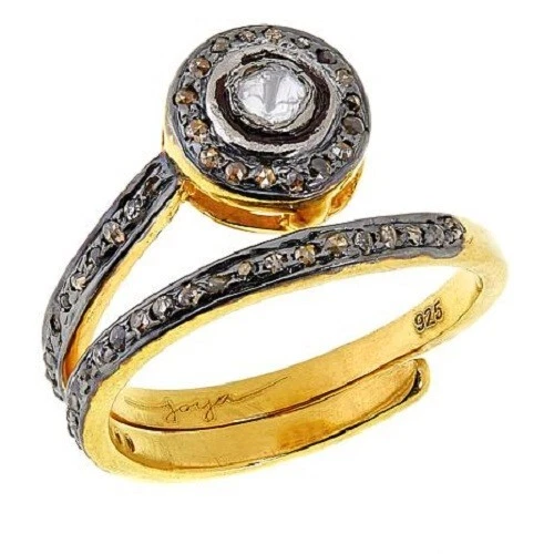 HSN Joya 14K Gold Over Sterling Silver Palki Diamond Wrap Ring
