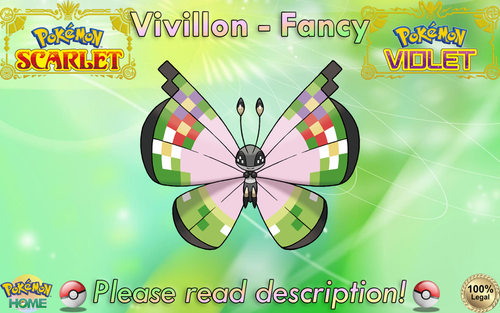 Motif fantaisie Vivillon brillant/non brillant 6IV Pokémon écarlate/violet ( légal) - Photo 1 sur 10