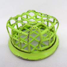 Vintage Metal Wire Cage Green Flower Frog  3 1/4" x 1 3/4"