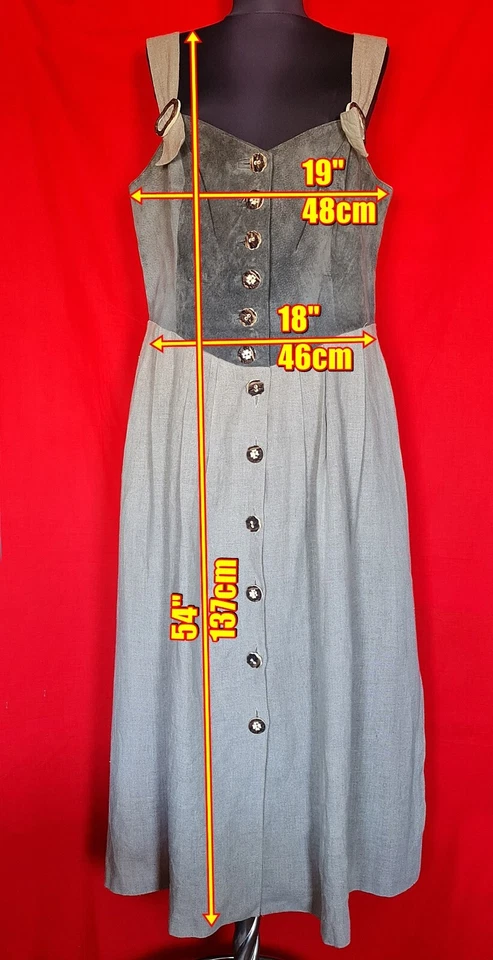DRESS VINTAGE AUTHENTIC ALPHORN OKTOBERFEST DIRNDL LEATHER LINEN WOMENS US18EU46 - Image 2 of 4