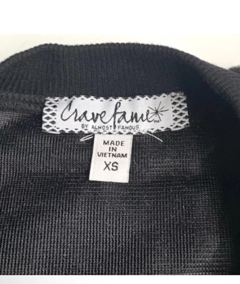 Sudadera de felpa casi famosa Top niña XS negra manga larga suave lisa Foto 4 de 4