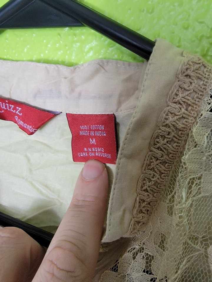 Vintage Victorian Style Top Quizz Romantics Biege Lace Cotton Medium