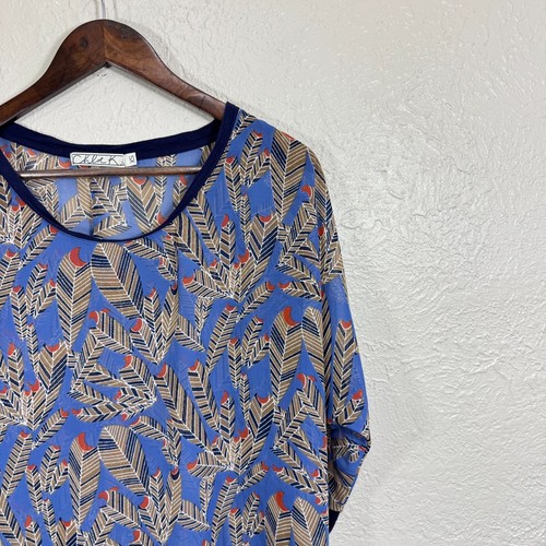 Vintage Sheer Oversized High Low Top Blouse XS Chloe K Feather Southwestern Boho - Picture 4 of 11