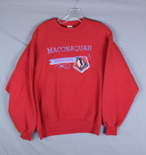 VTG Maconaquah Braves Bunker IN Sweatshirt Mens Large Red 90s Made in USA L