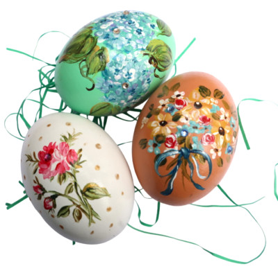 Pretty Painted Florals Decorated Easter Eggs Set Easter Decorations Spring Decor