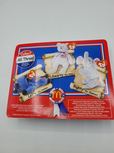 McDonalds Beanie Babies American Trio Liberty, Lefty,Righty,liberty, 1996 July 4 - Picture 7 of 7