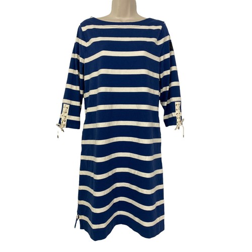 Striped Cotton Boatneck Dress Save your Wishlist Lauren/size Large/nwt |  eBay