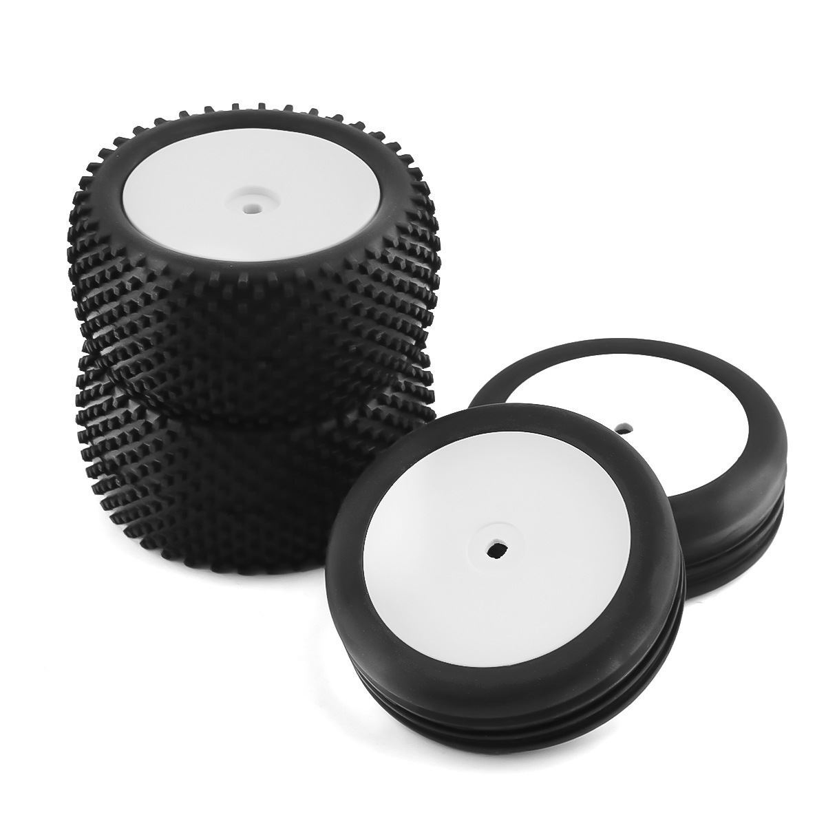 RUBBER TYRE & RIM SET FOR 1/10 2WD RC BUGGY Xray XB2 Bandit SRX4