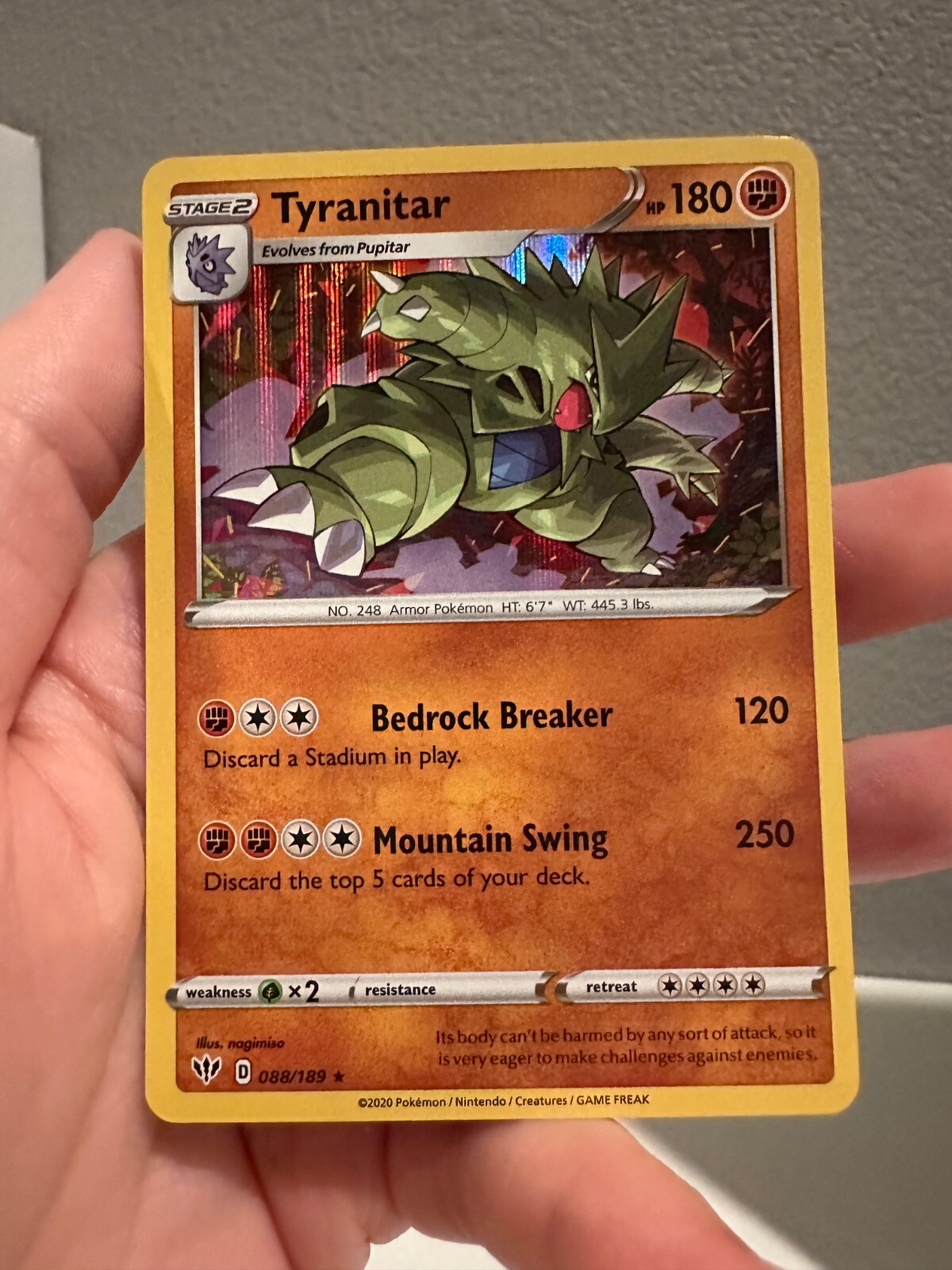 Tyranitar Holo Rare Darkness Ablaze Pokemon TCG 88/189 - NM 1207#136