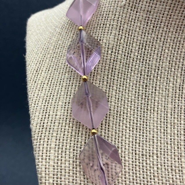 Translucent Purple Necklace Flat Cube Acrylic Gol… - image 2
