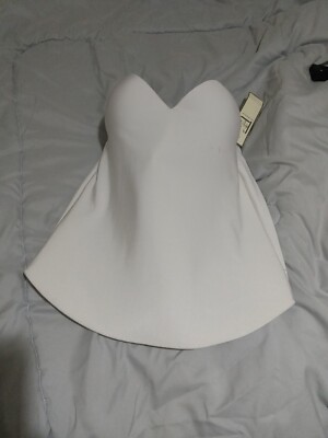 David's Bridal White Longline Strapless Molded Underwire 7643 Lined Bra 36B 