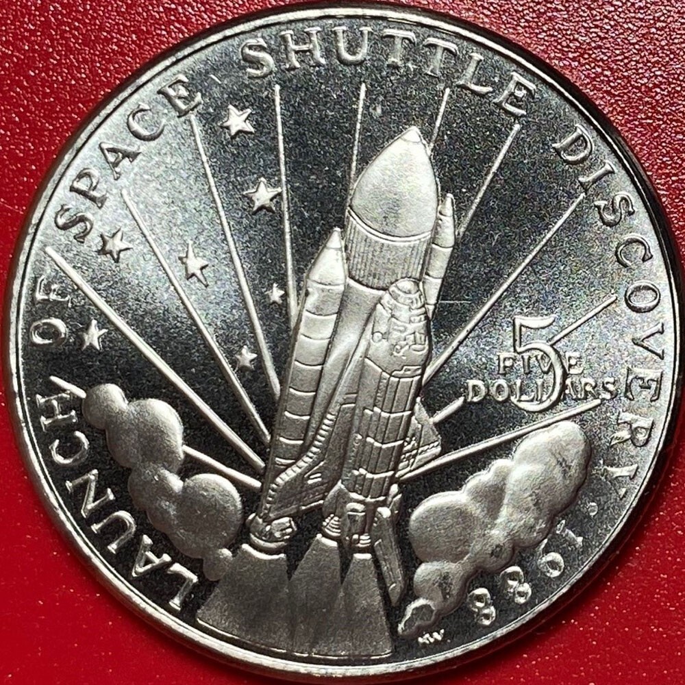 1988 MARSHALL ISLANDS $5 LAUNCH OF US SPACE SHUTTLE DISCOVERY CU