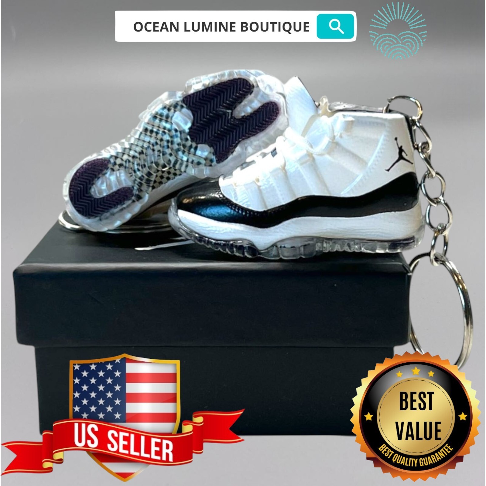 Air Jordan 3D Mini Sneaker Keychain, Shoe Keyring Shoe Box, Display Box Option