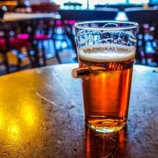 Old Southern Brass USA .50 Caliber Bullet Pint Glass New