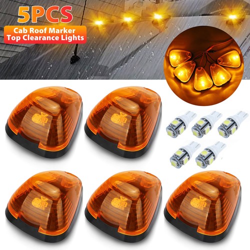 5X Amber LED Cab Roof Marker Lights Kit For 9923 Ford F250 F350 F450