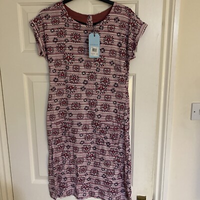 Weird Fish Tallahassee Organic Printed Jersey Dress Berry