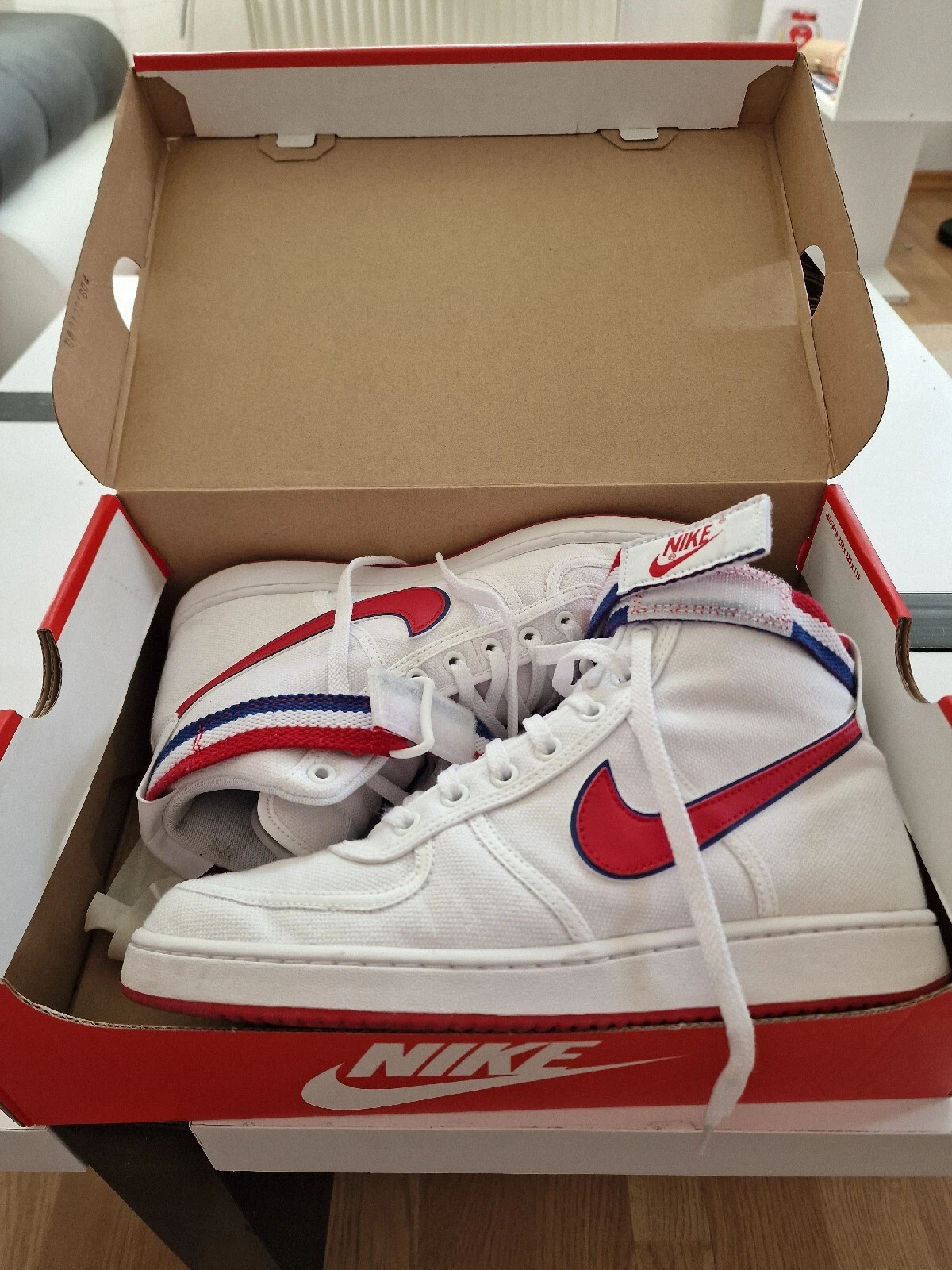 2018 NIKE VANDAL HIGH SUPREME blanc rouge bleu EU42 RARE ROYAUME UNI 7,5 D'OCCASION 