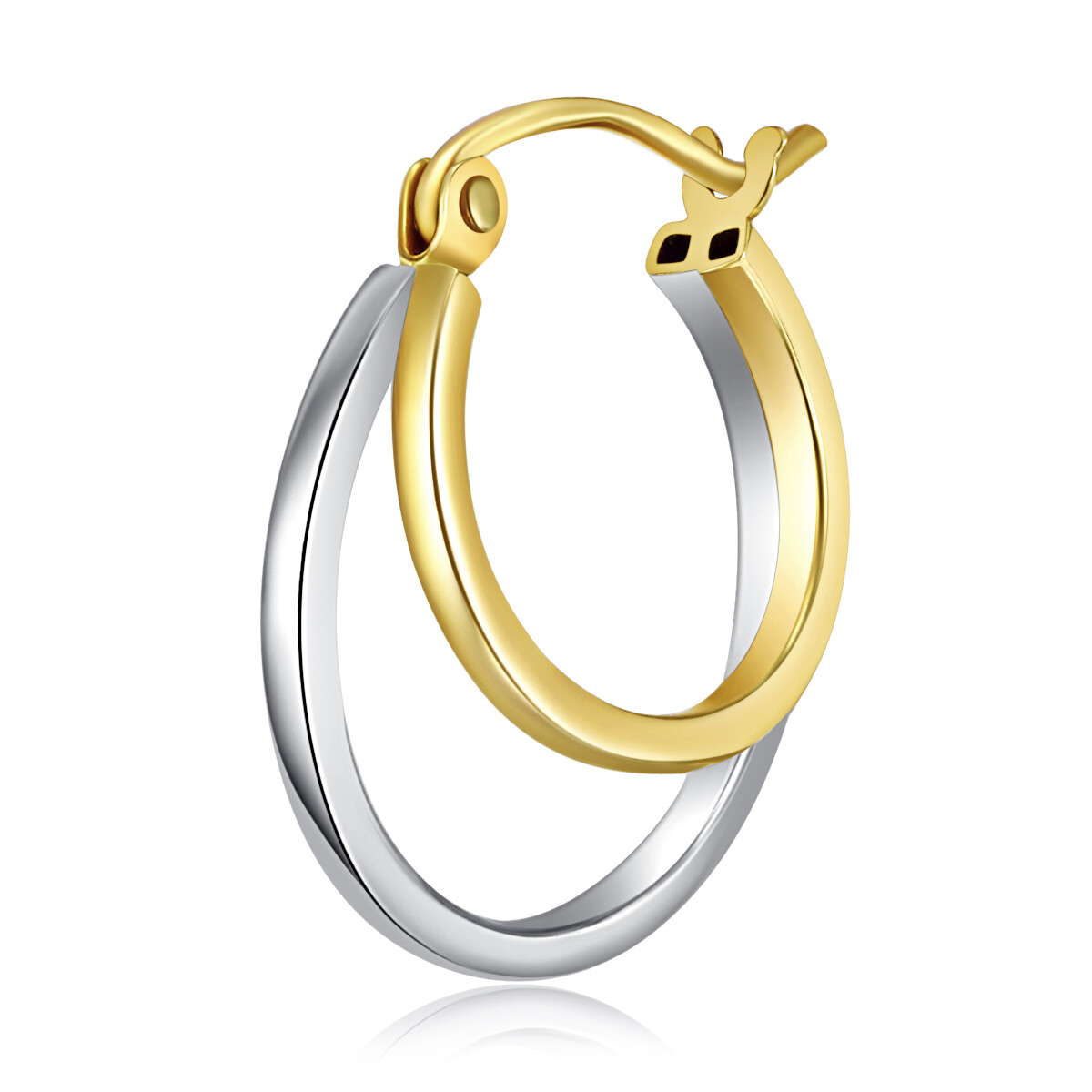 Wellingsale 14k Two Tone Gold 4mm Double Hoop Earrings (16 x 16 mm)