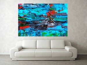 Blaue Welle Abstrakt Xxl 80 X 1 Cm Leinwand Expressionismus Modernart Poster Ebay