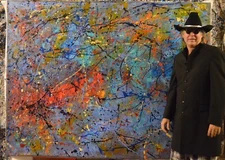 Pollock/Richter style Professional Painting 81” X 62”(6ft 9in)Abstract Modern
