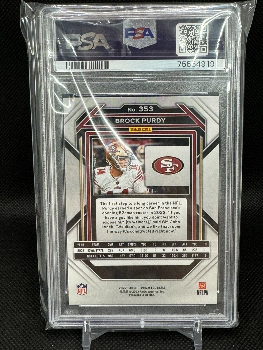 2022 Panini Prizm Brock Purdy Rookie Base RC PSA 10 San 2022 Panini Prizm Brock Purdy Rookie Base RC PSA 10 San