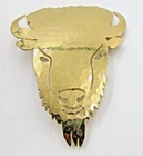 VTG BIG UNUSUAL SIGNED BRYDE Open work BULL Brooch Pin gold tone costume jewelry