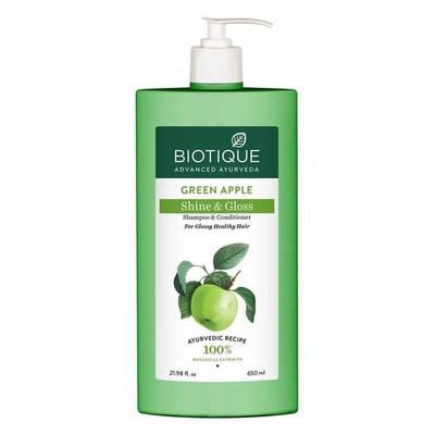 Biotique Green Apple Shine & Gloss Shampoo & Conditioner | Smooth & Shiny Hair |