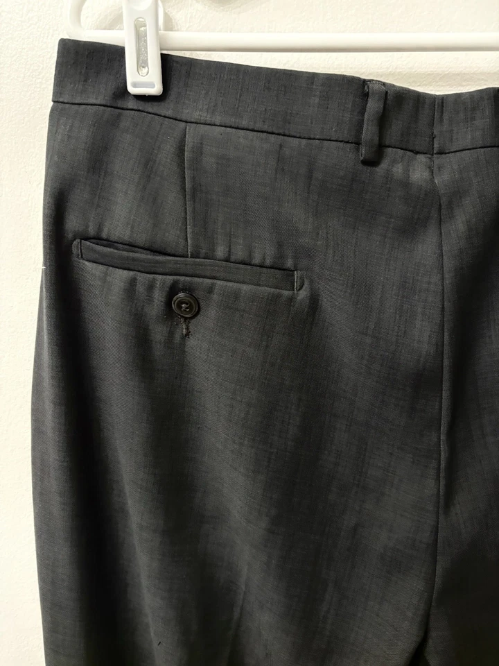 Pantalones de vestir negros para hombre talla 36x32 Claiborne plisados puños delanteros clásicos sin hierro Foto 4 de 4