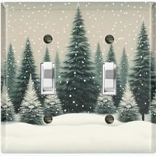 Metal Light Switch Outlet Cover Wall Plate Christmas Tree Winter Forest FOS137