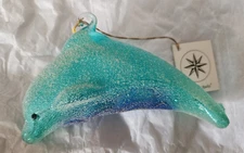 VTG Christopher Radko BLUE DOLPHIN FROSTED Ornament 95-238-1